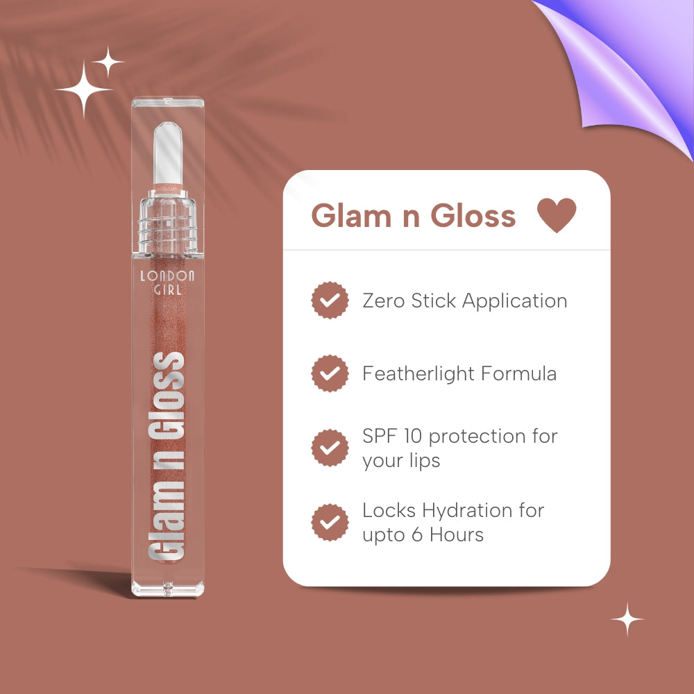Glam n Gloss Lip Gloss | Non Sticky Lip Gloss | Light Formula Lip Gloss