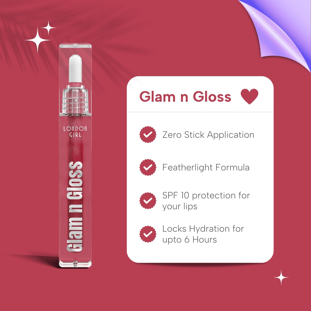Glam n Gloss Liquid Gloss | Non Sticky Lip Gloss 